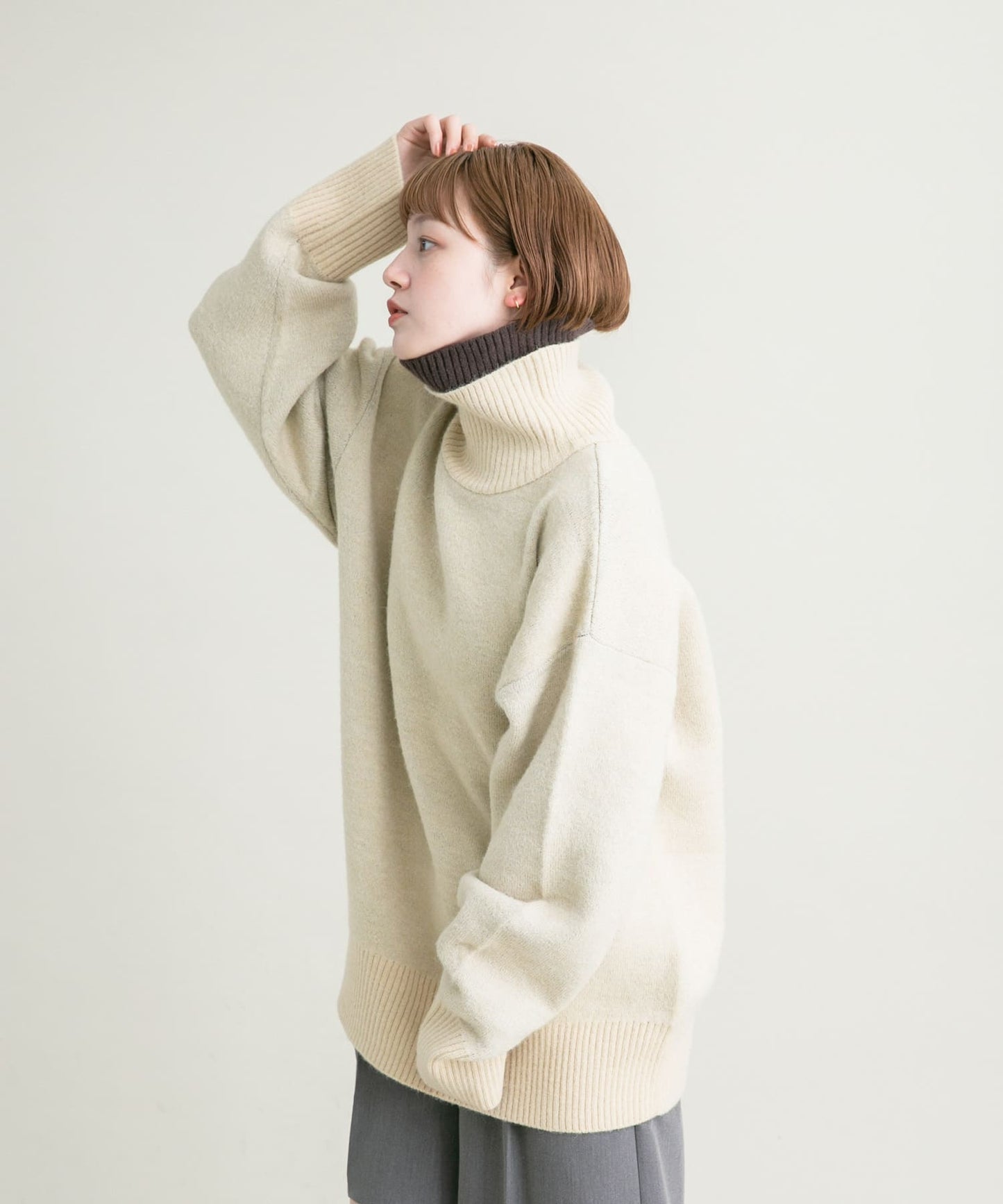 reversible over knit (beige x brown) *JP