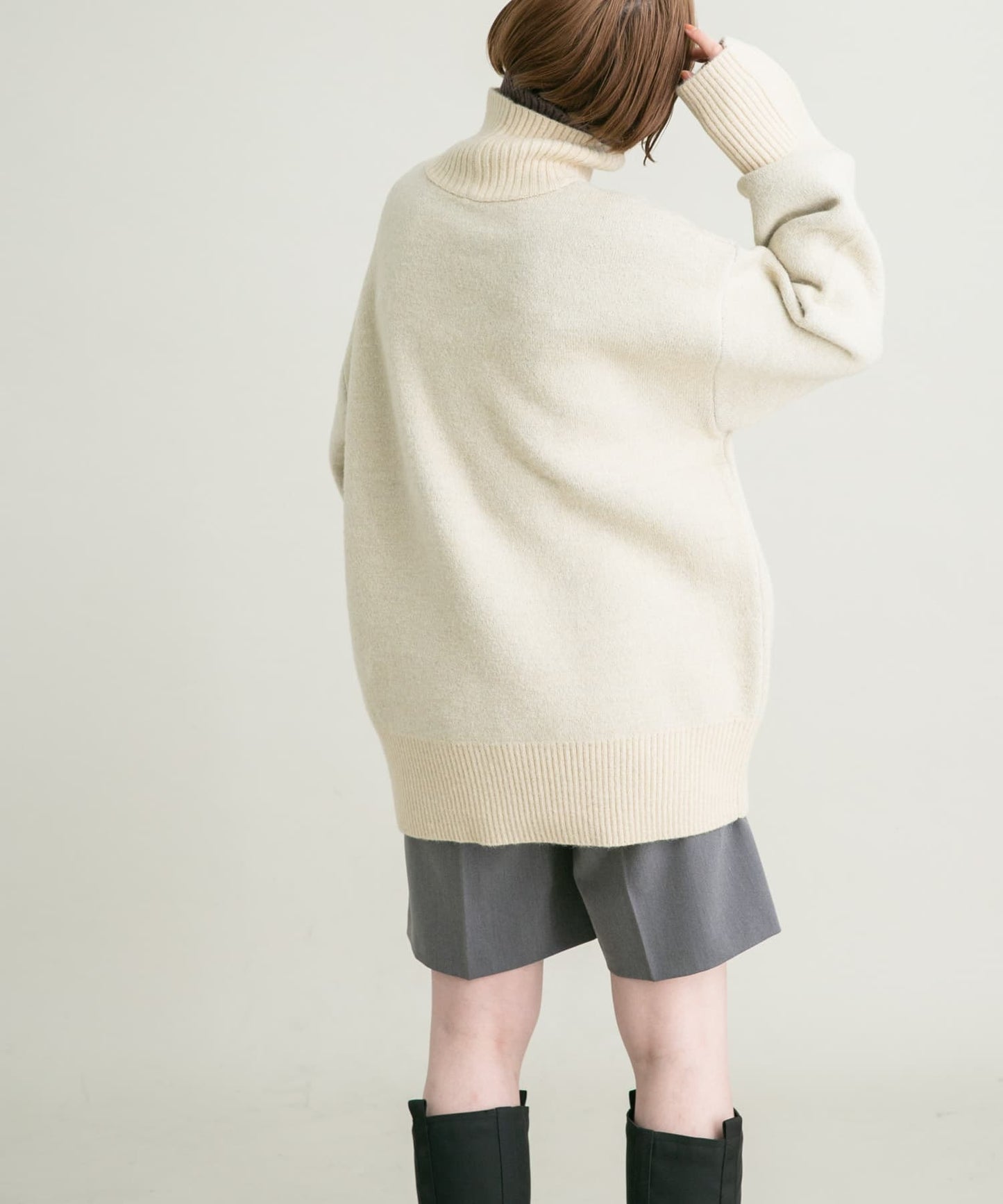 reversible over knit (beige x brown) *JP