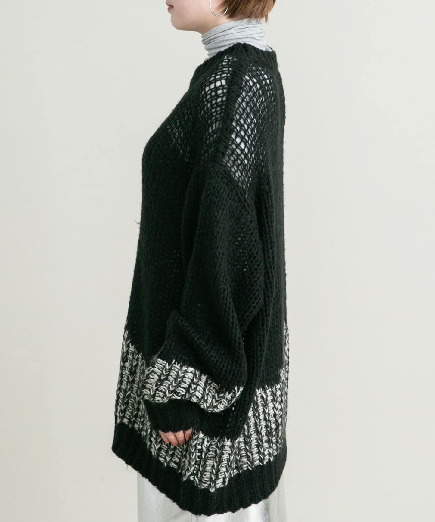 mesh bicolor knit (black)