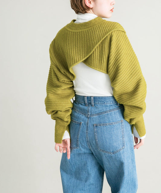 2way tuck cropped knit (pistachio)