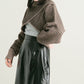 2way tuck cropped knit (brown)