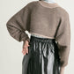 2way tuck cropped knit (brown)