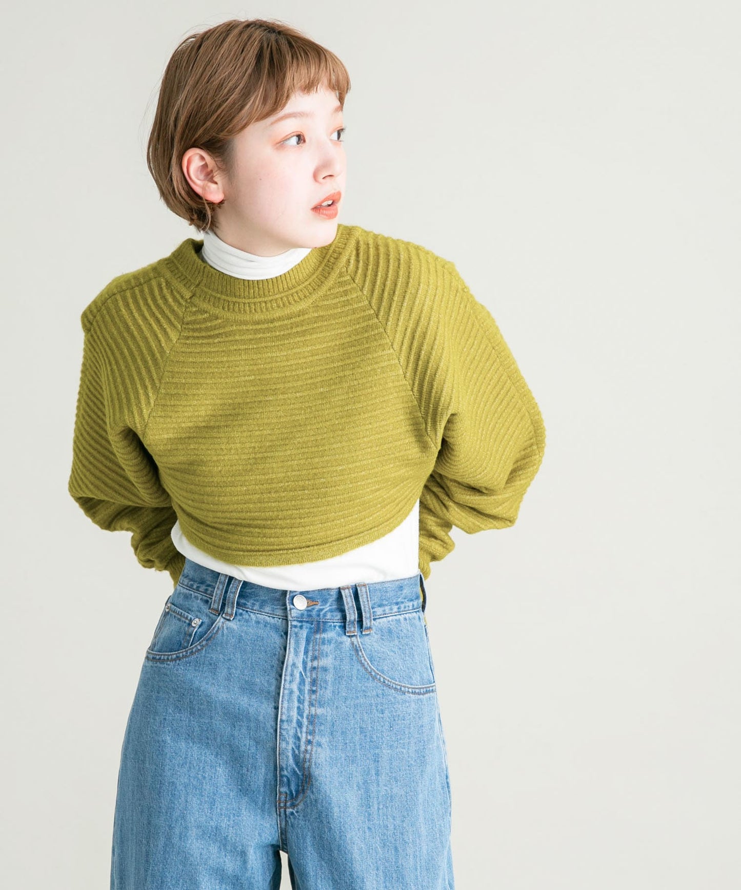 2way tuck cropped knit (pistachio)