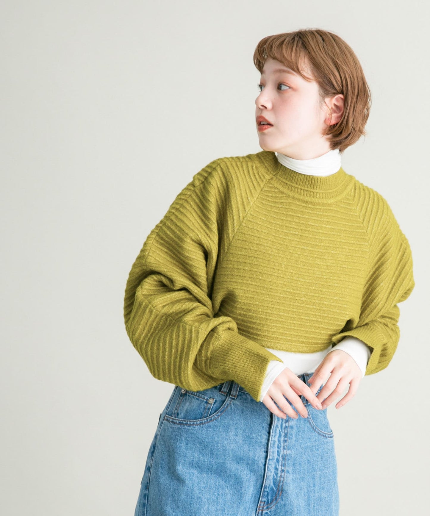 2way tuck cropped knit (pistachio)