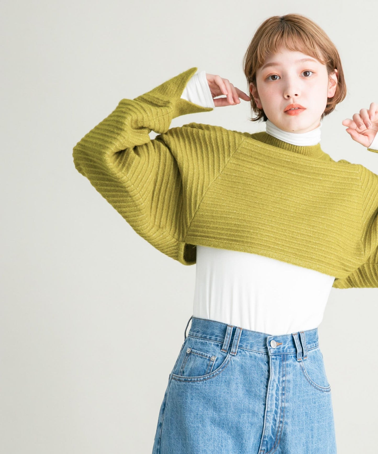 2way tuck cropped knit (pistachio)