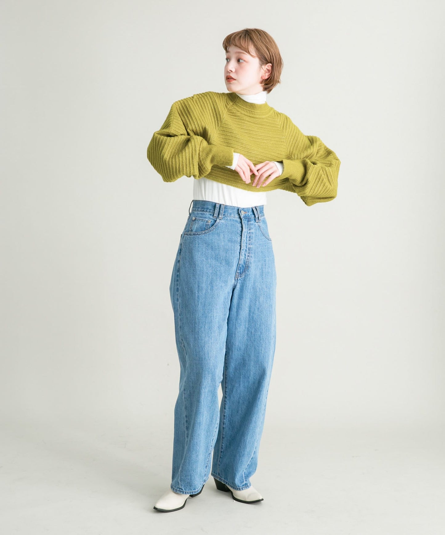 2way tuck cropped knit (pistachio)