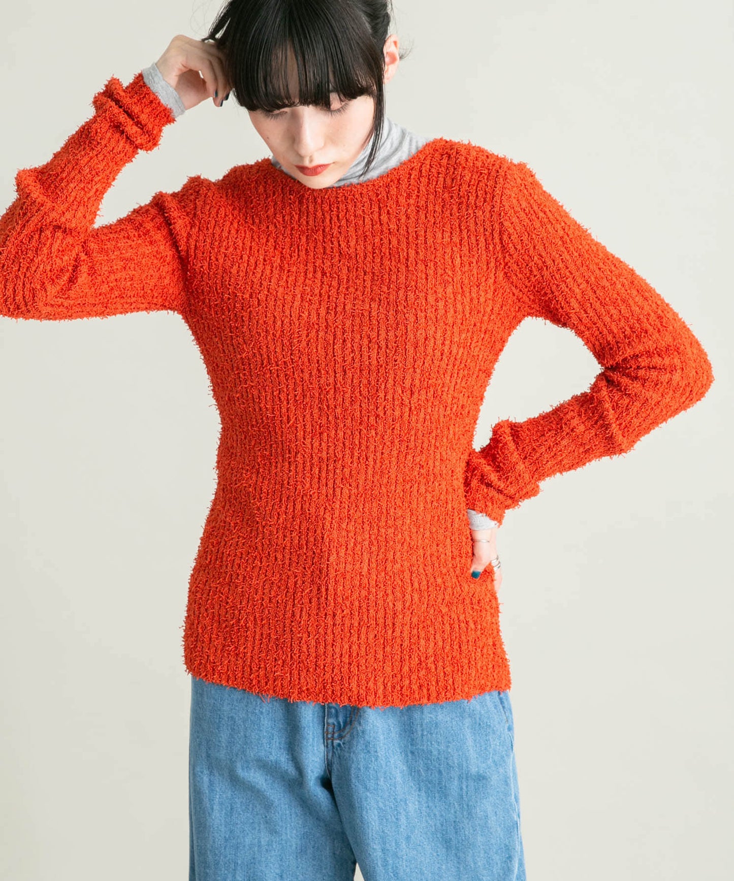 design boucle knit (orange) *JP