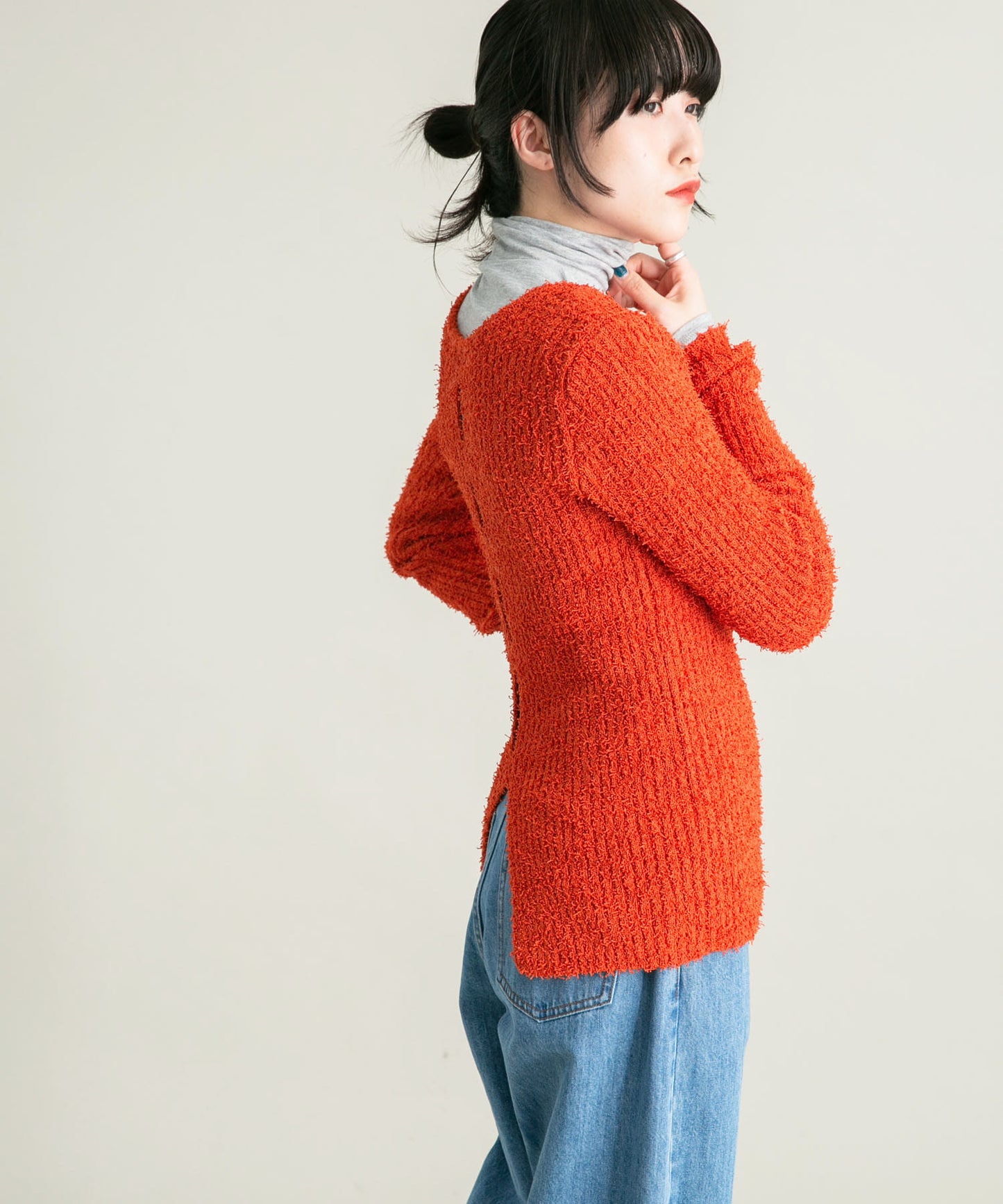 design boucle knit (orange) *JP