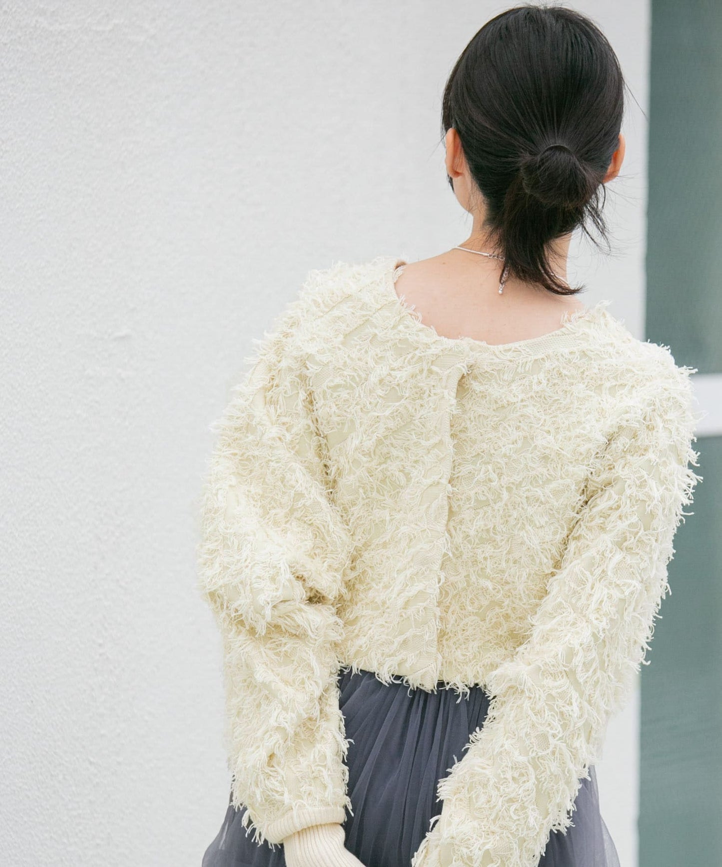 2way fringe cardigan (ivory) *JP