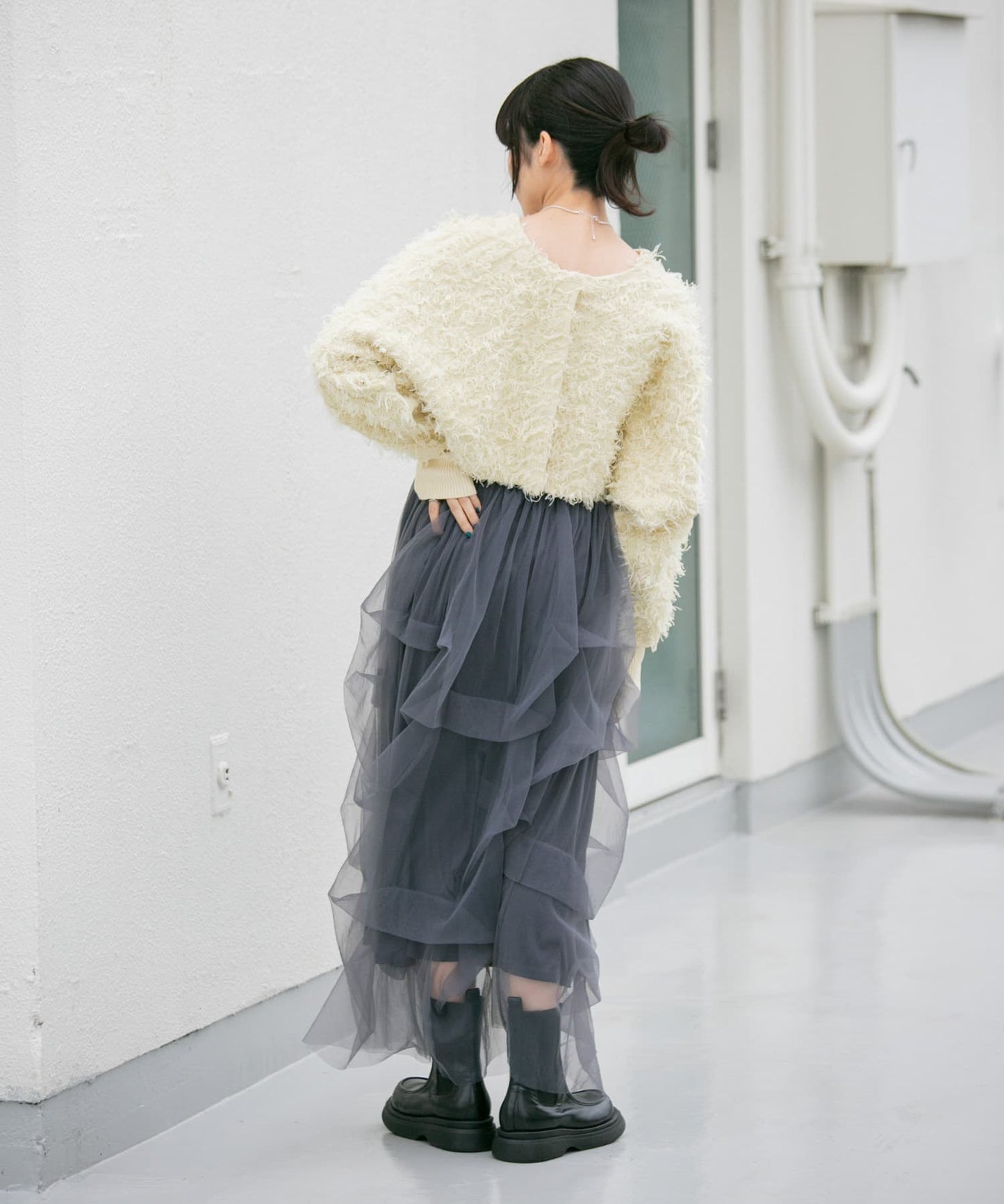 2way fringe cardigan (ivory) *JP