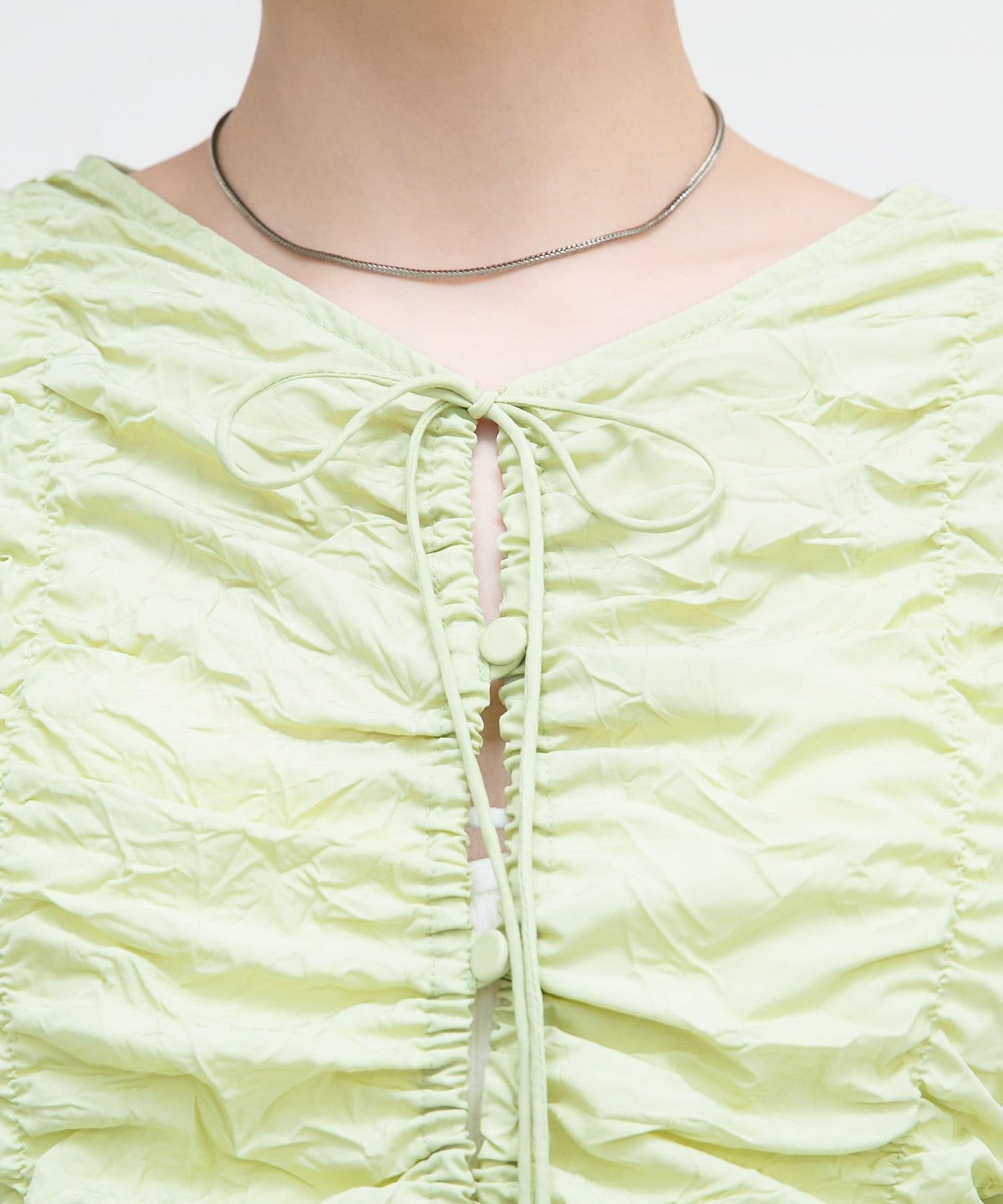 2way shirring blouse (green) *JP