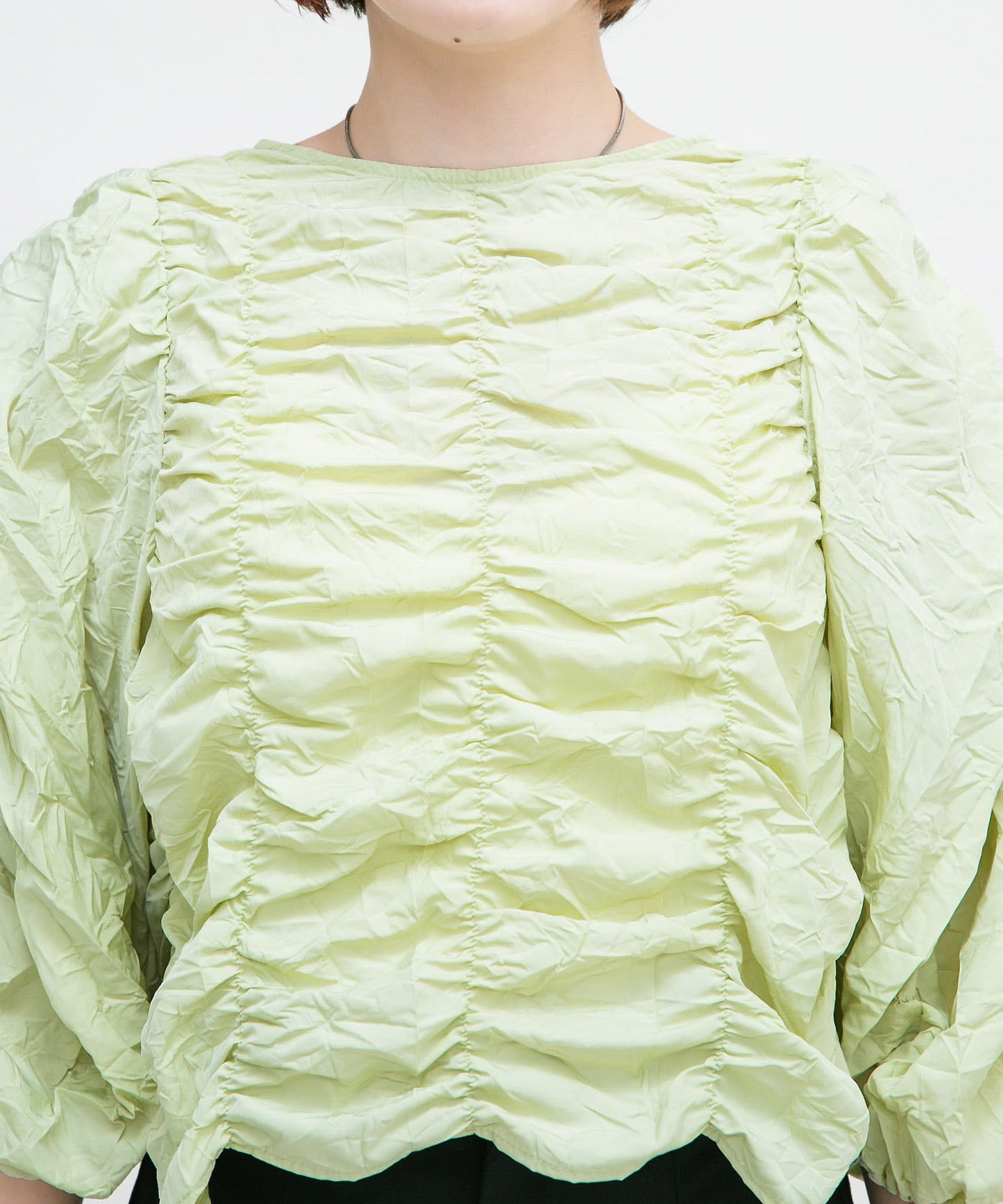 2way shirring blouse (green) *JP