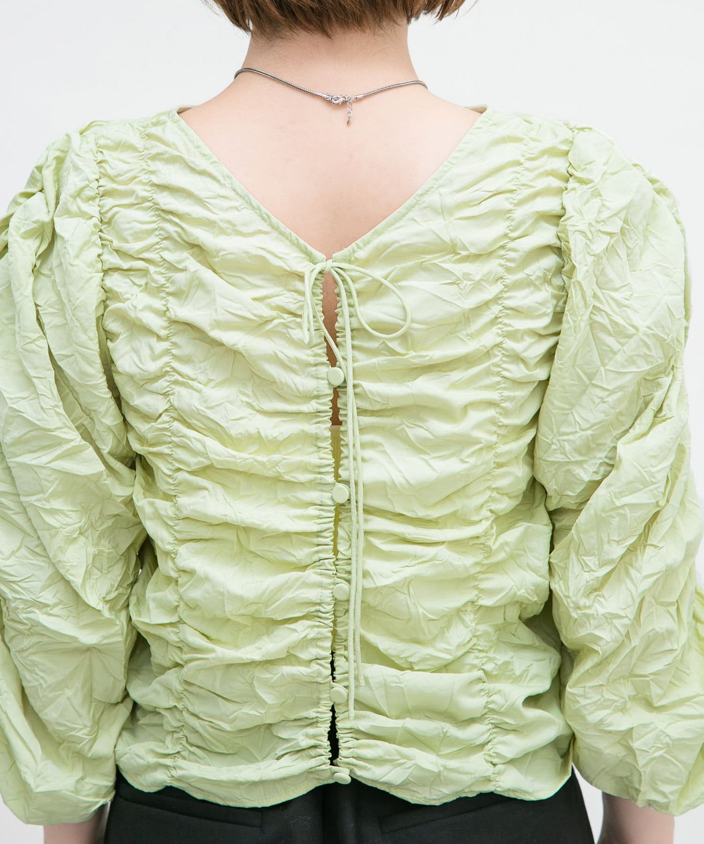 2way shirring blouse (green) *JP