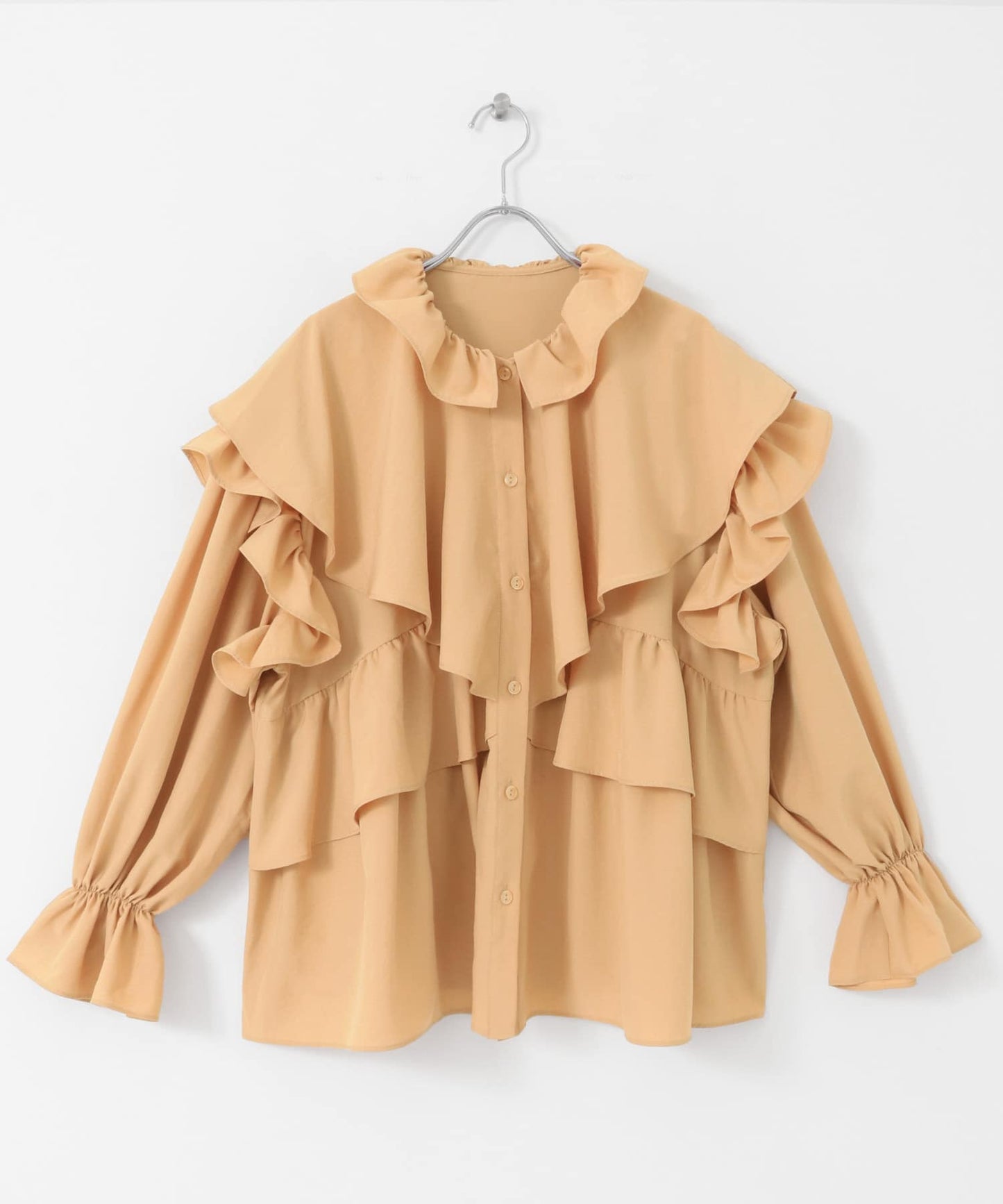 wide ruffle collar blouse (apricot) *JP