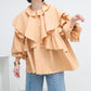 wide ruffle collar blouse (apricot) *JP