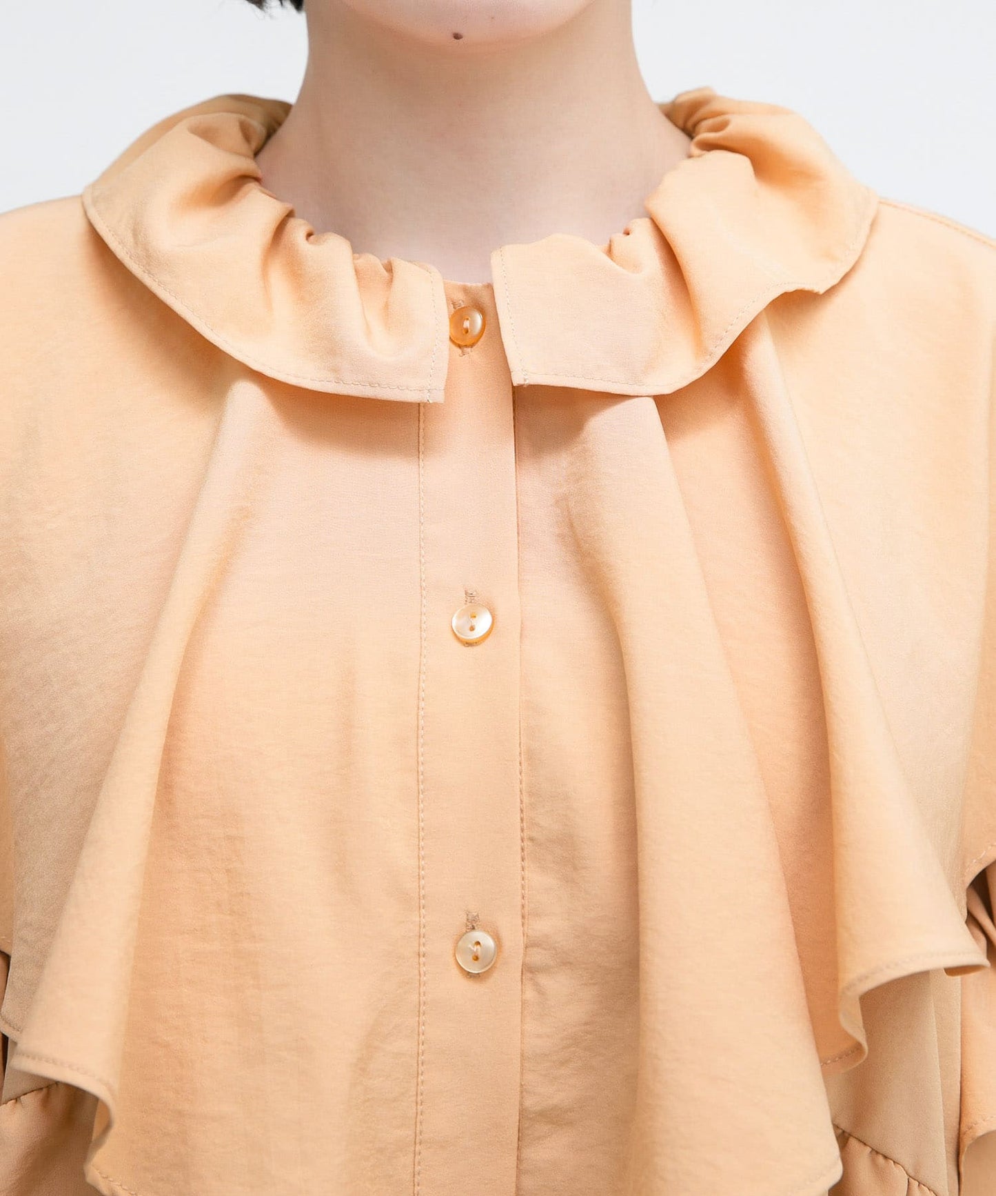 wide ruffle collar blouse (apricot) *JP