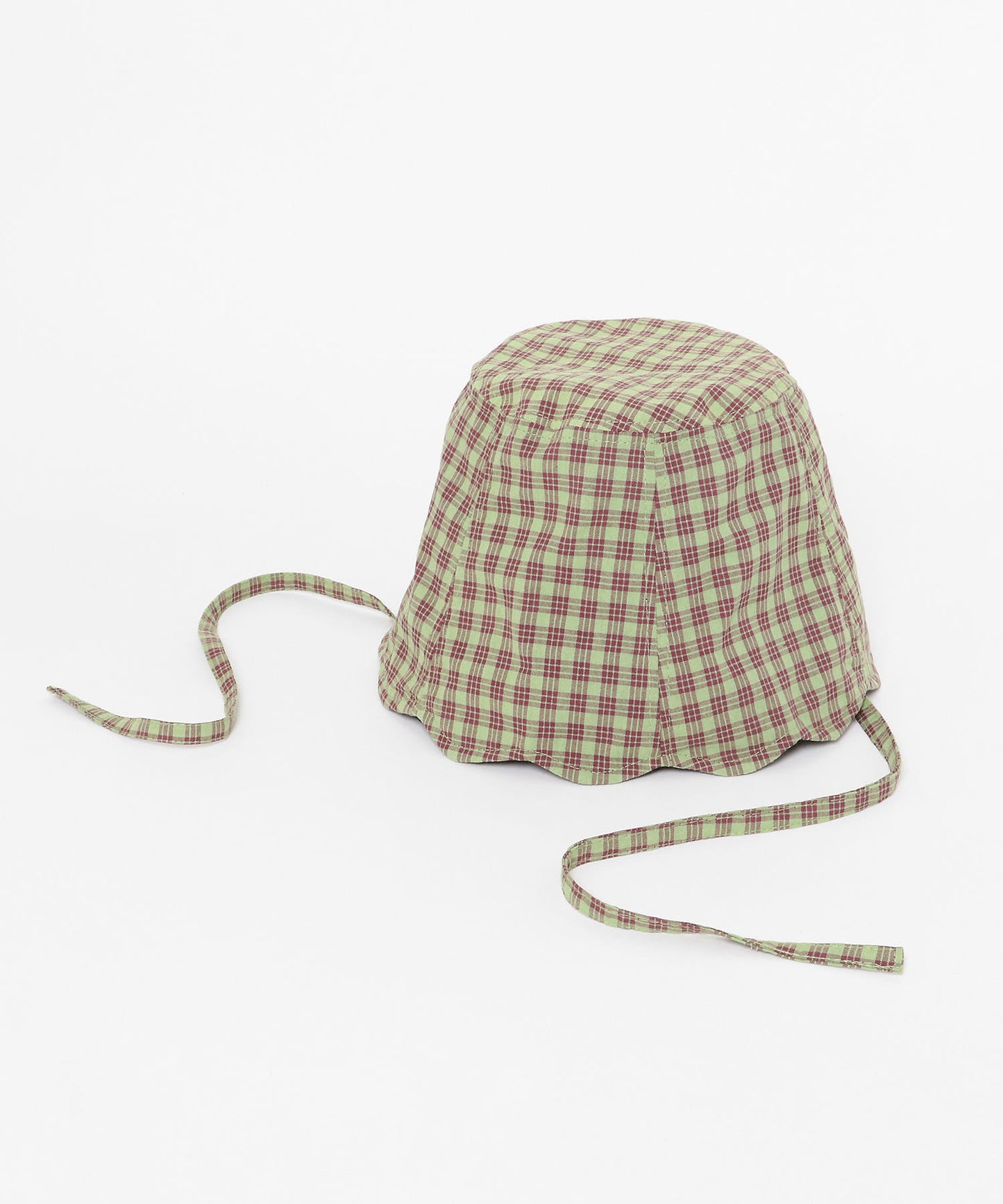 check ribbon bucket hat (green) *JP