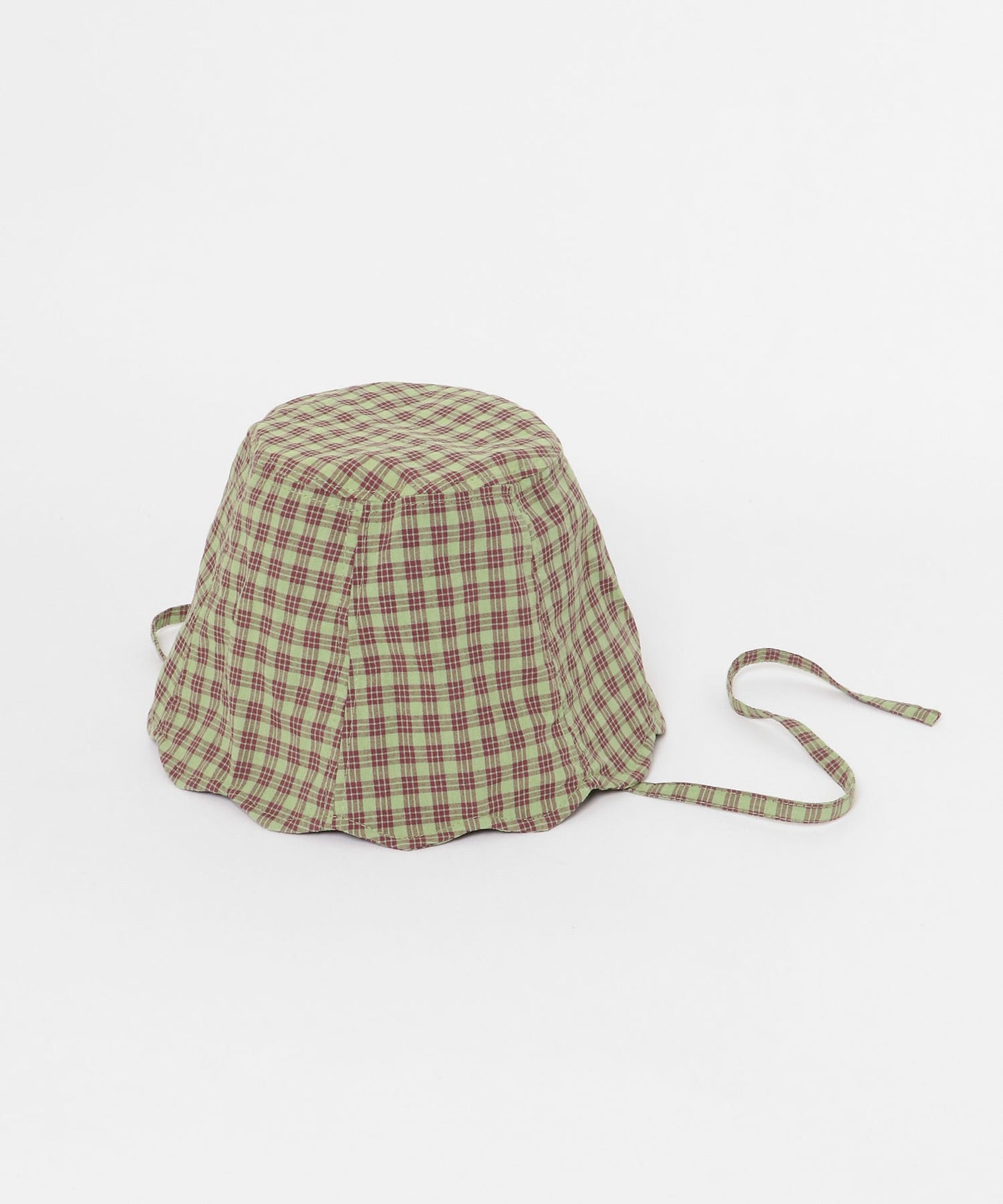 check ribbon bucket hat (green) *JP