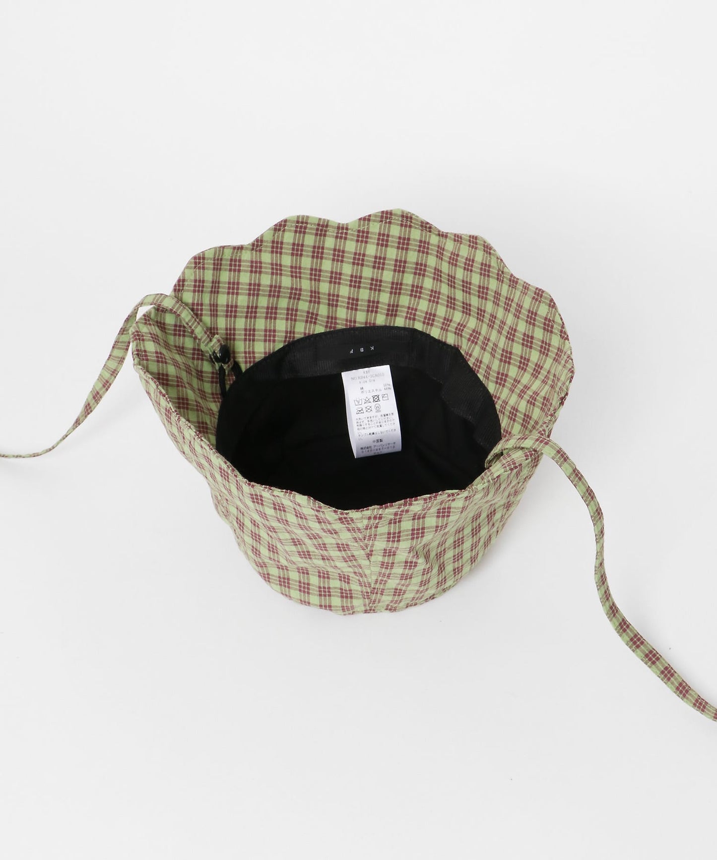 check ribbon bucket hat (green) *JP