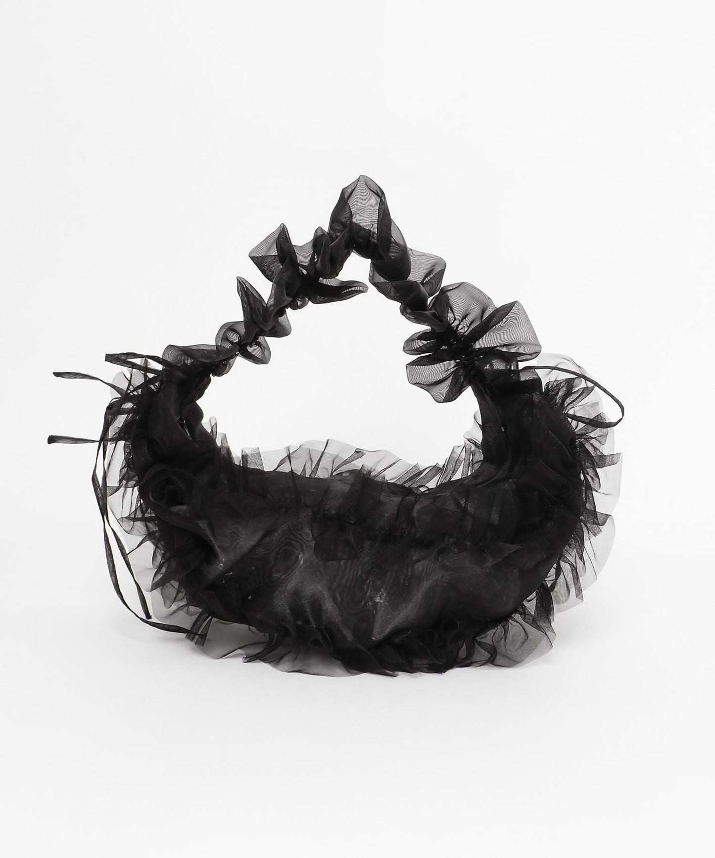 frilled tulle bag (black) *JP