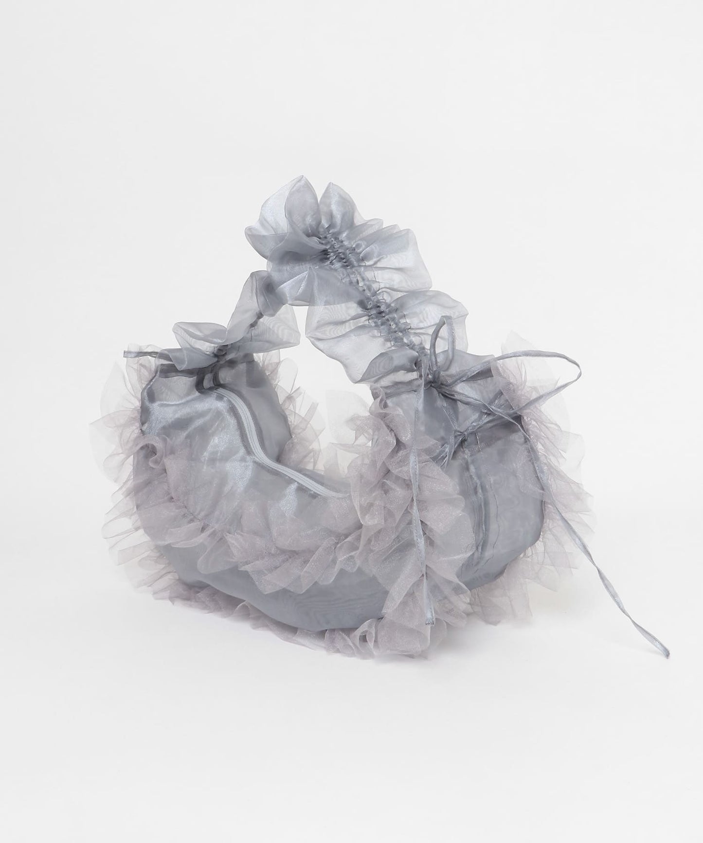 frilled tulle bag (grey) *JP