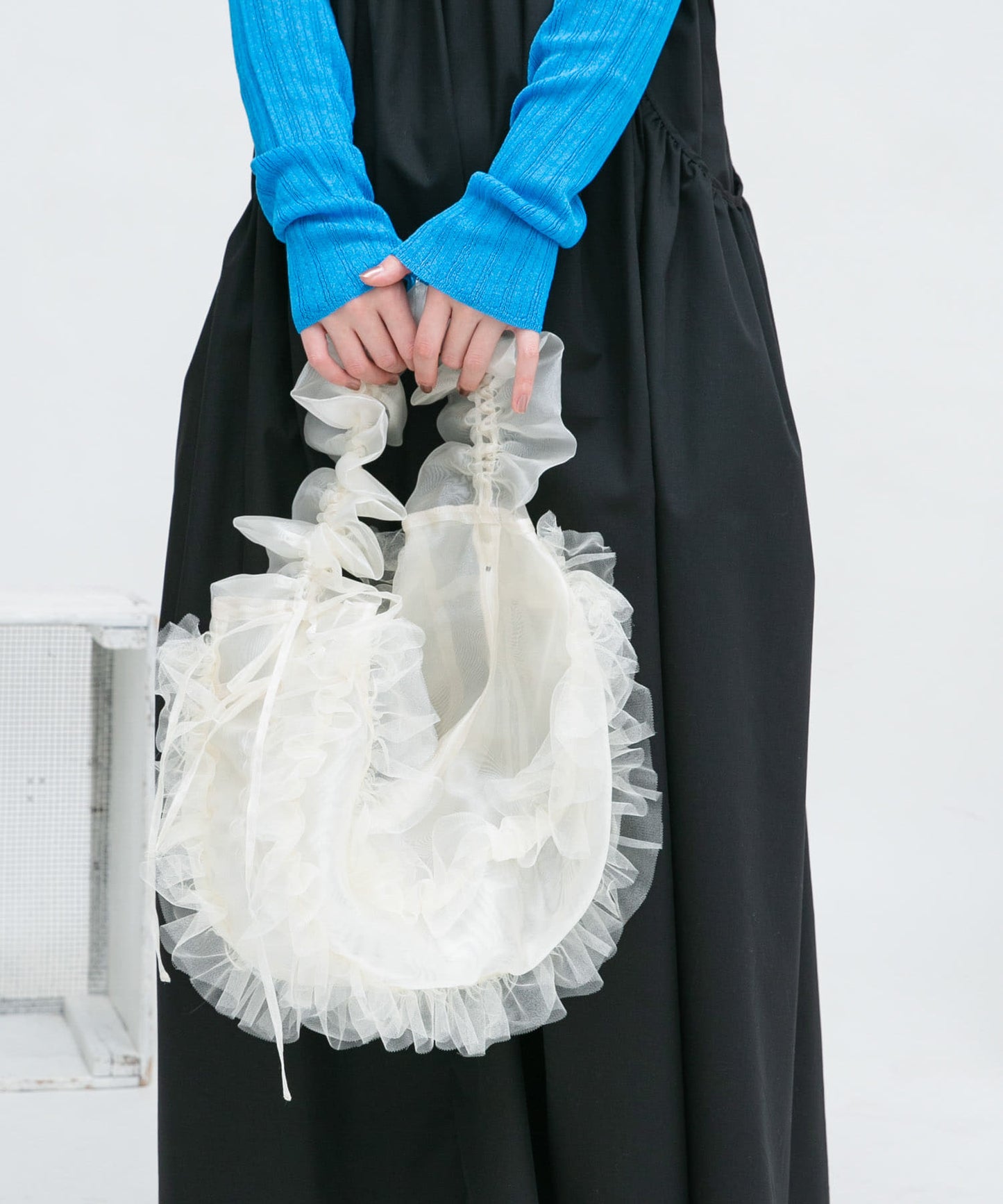 frilled tulle bag (ivory) *JP