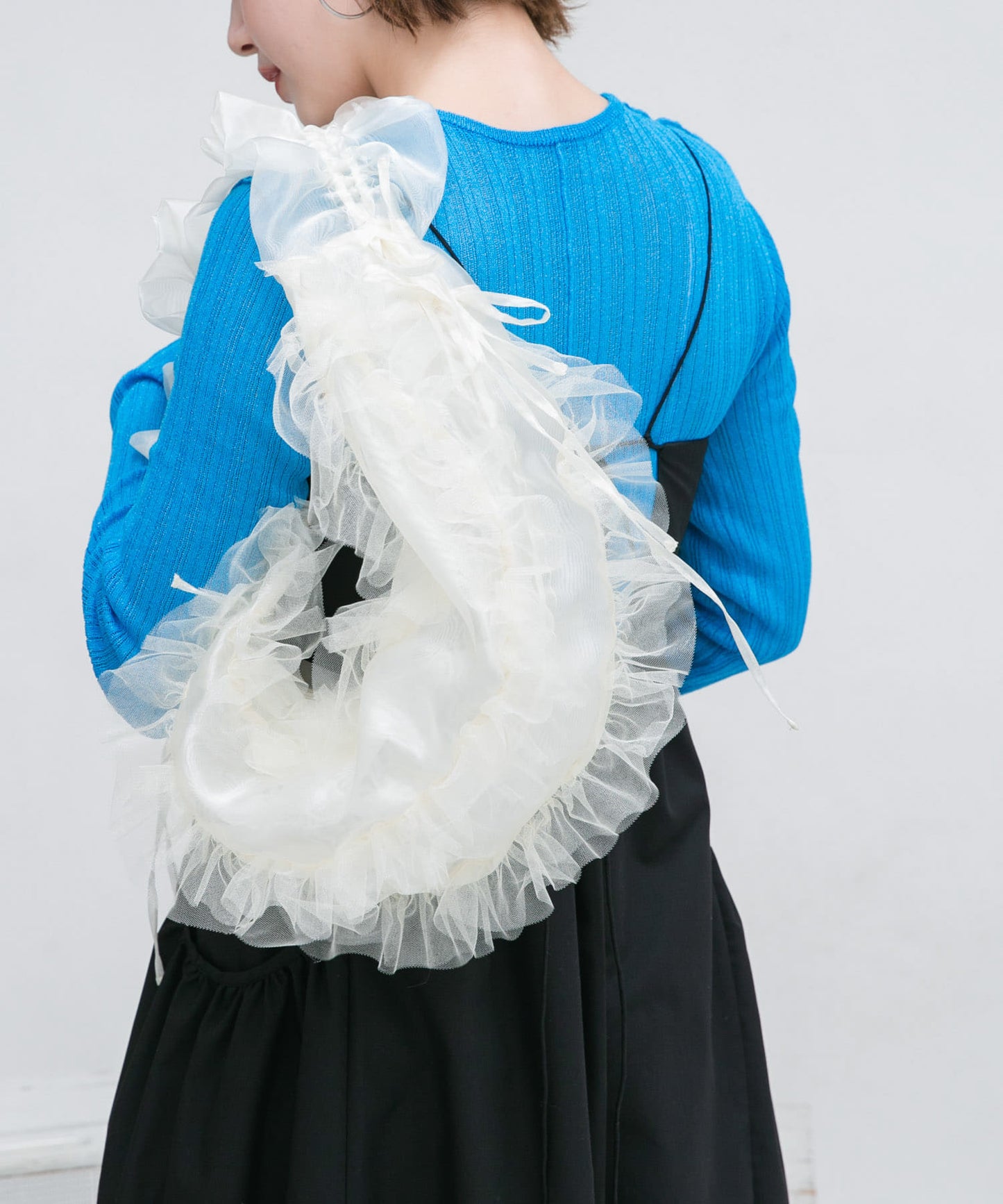 frilled tulle bag (ivory) *JP