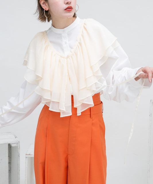 frill shirt set (ivory) *JP