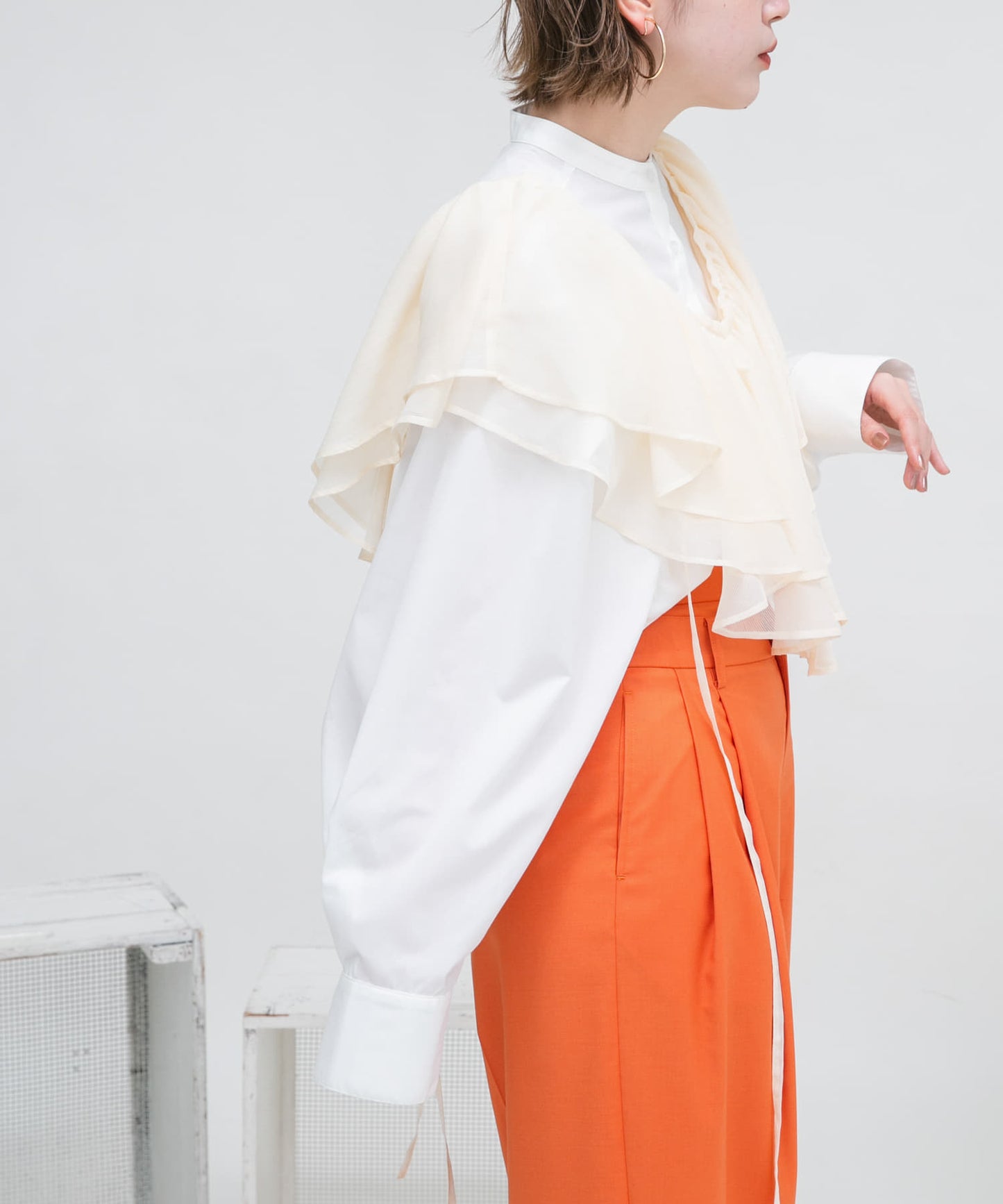 frill shirt set (ivory) *JP