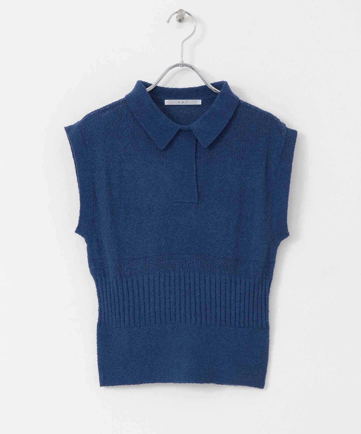 sleeveless polo knit (blue) *JP