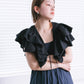 multi-way ruffle blouse (black) *JP