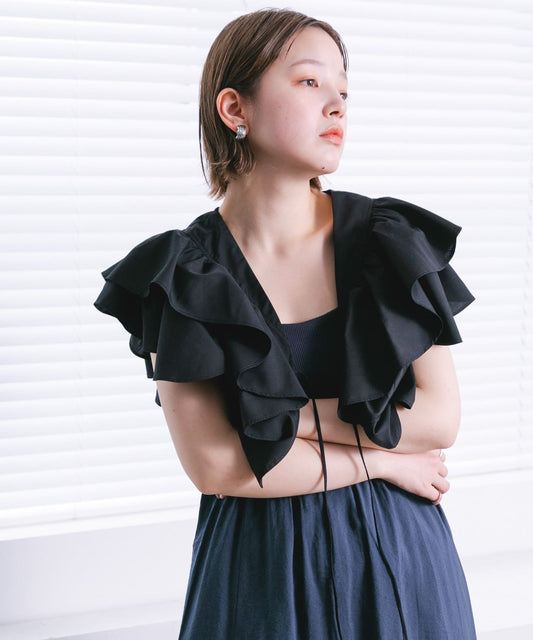 multi-way ruffle blouse (black) *JP