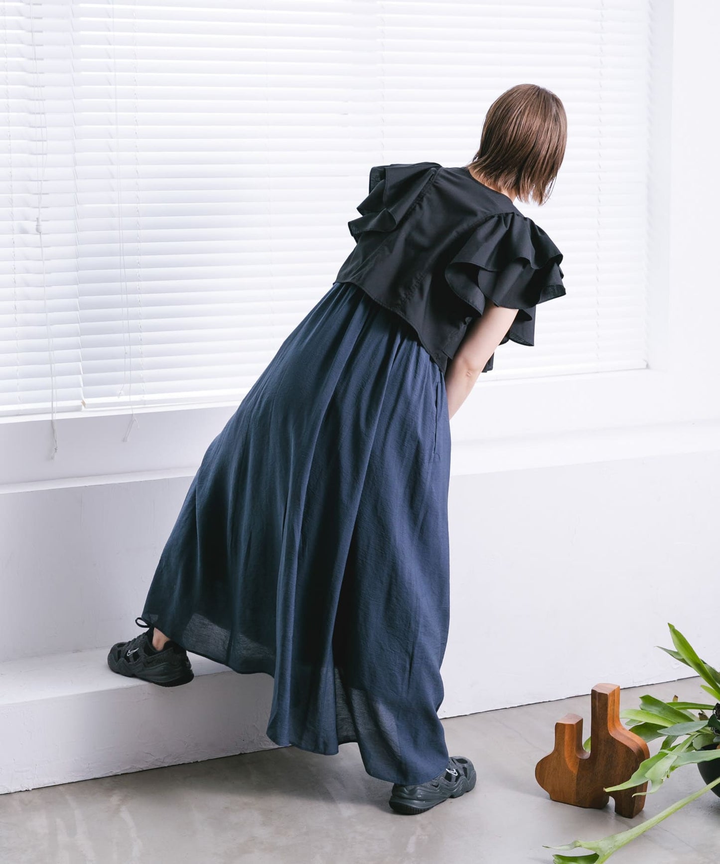 multi-way ruffle blouse (black) *JP