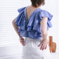 multi-way ruffle blouse (lilac blue) *JP