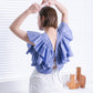 multi-way ruffle blouse (lilac blue) *JP