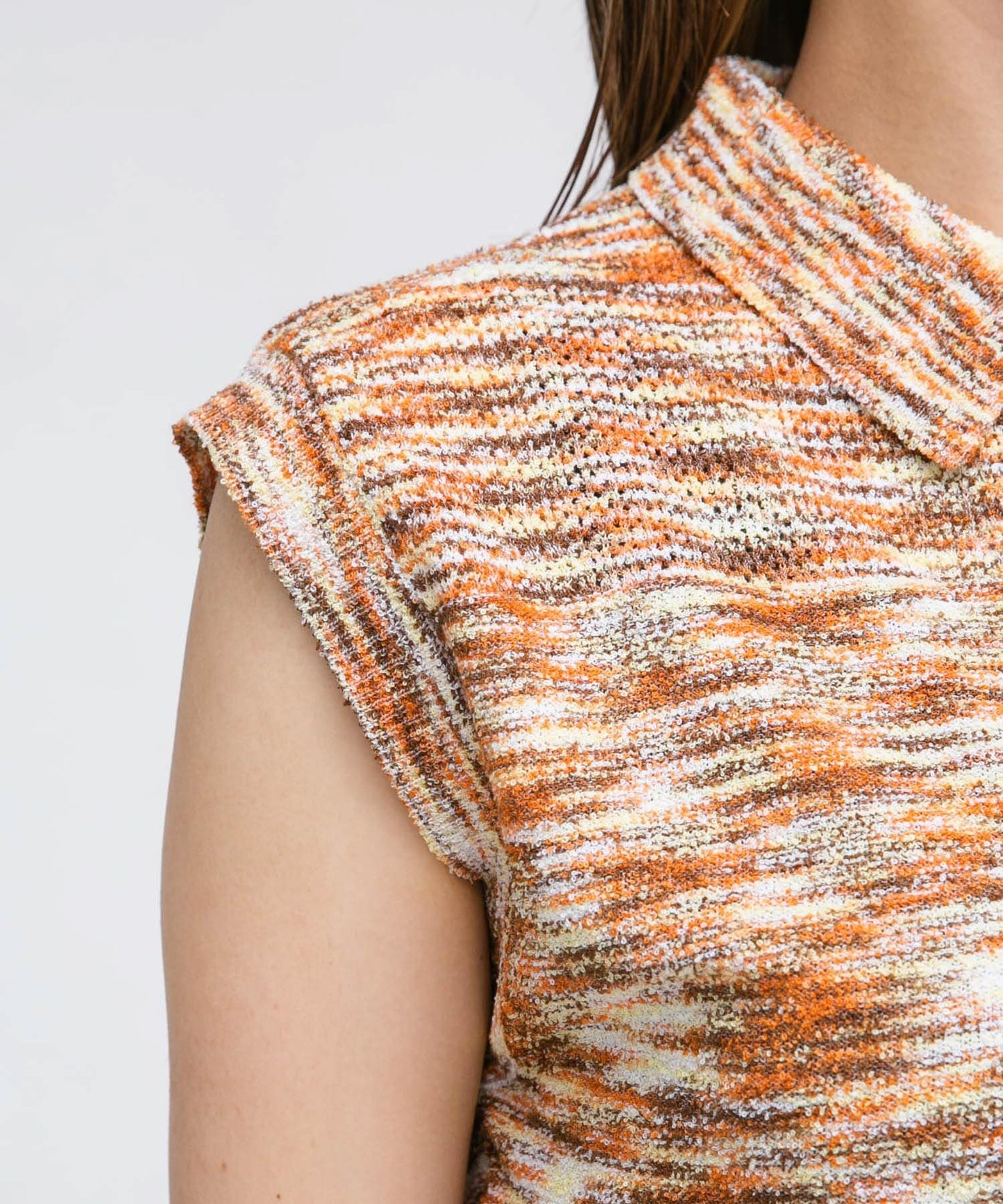 sleeveless polo knit (orange mix) *JP