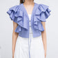 multi-way ruffle blouse (lilac blue) *JP