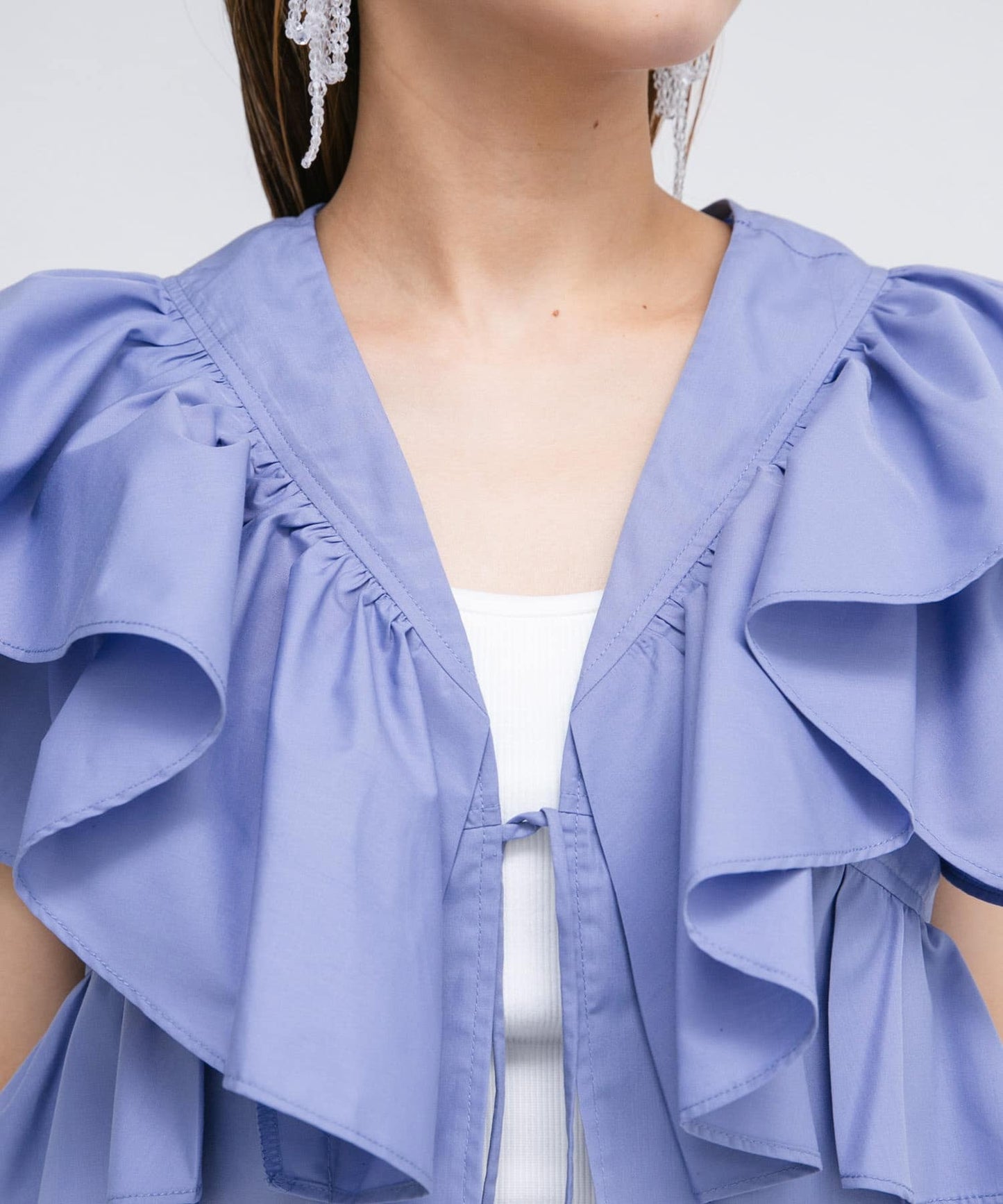 multi-way ruffle blouse (lilac blue) *JP