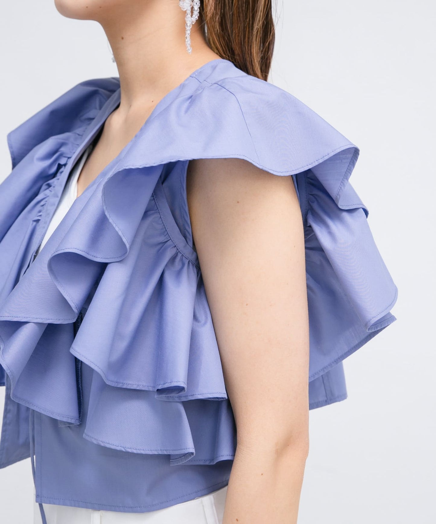 multi-way ruffle blouse (lilac blue) *JP