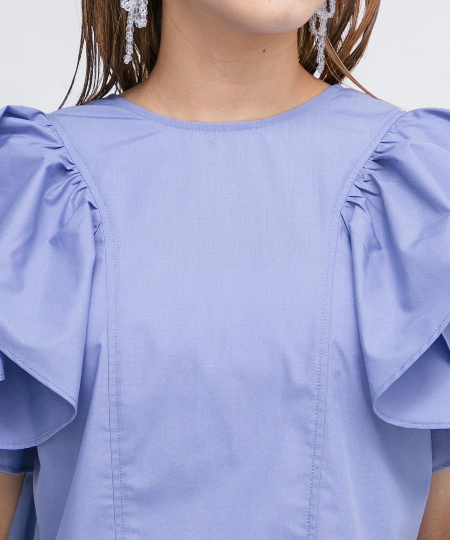 multi-way ruffle blouse (lilac blue) *JP