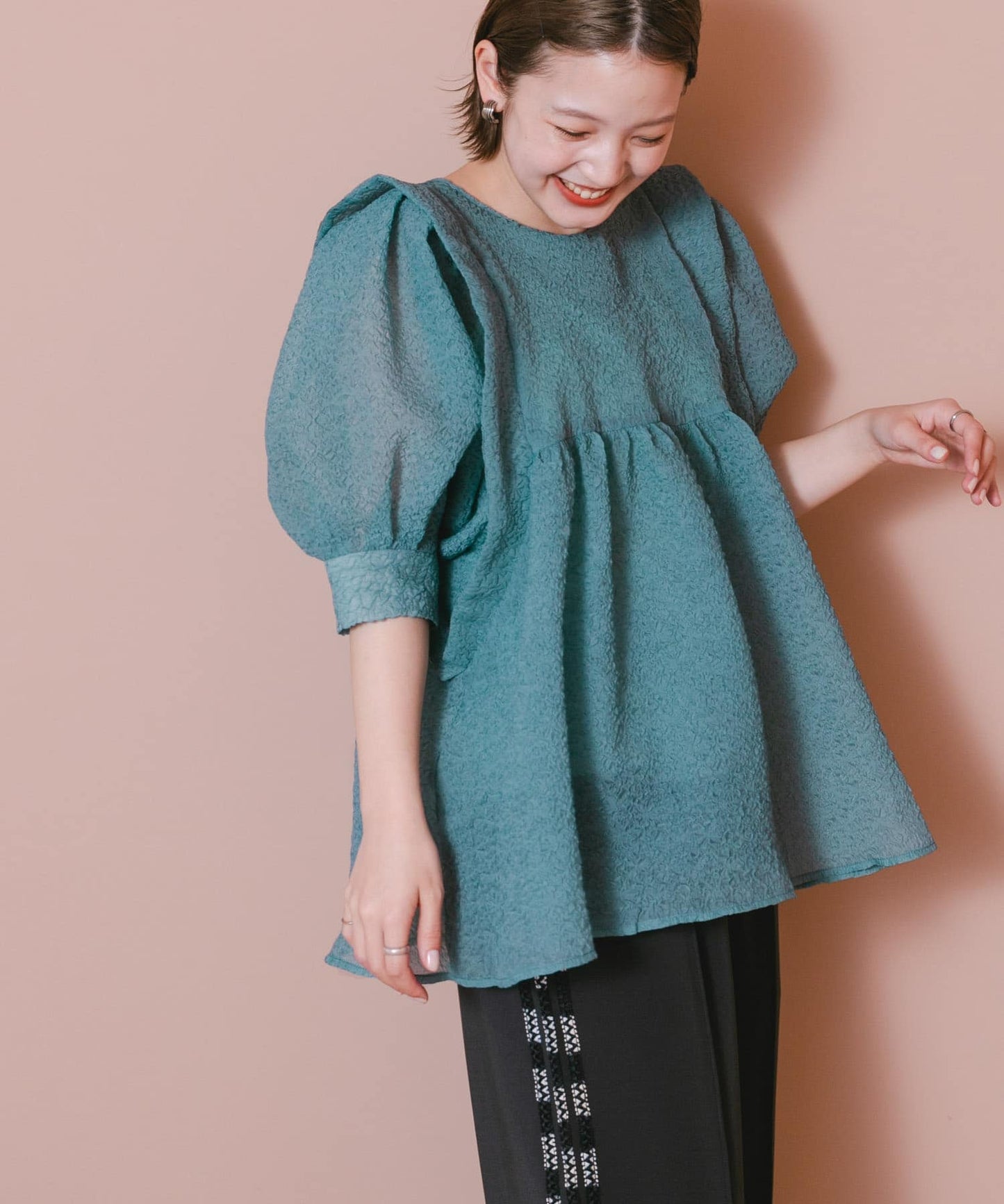 sheer boucle blouse (blue) *JP