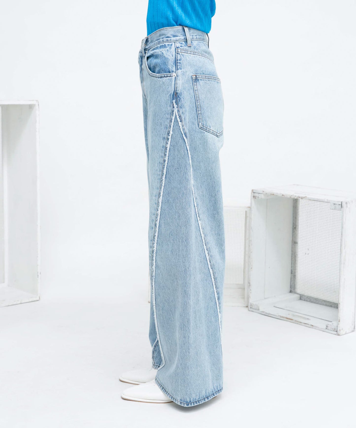 cut-off wide denim (light blue) *JP