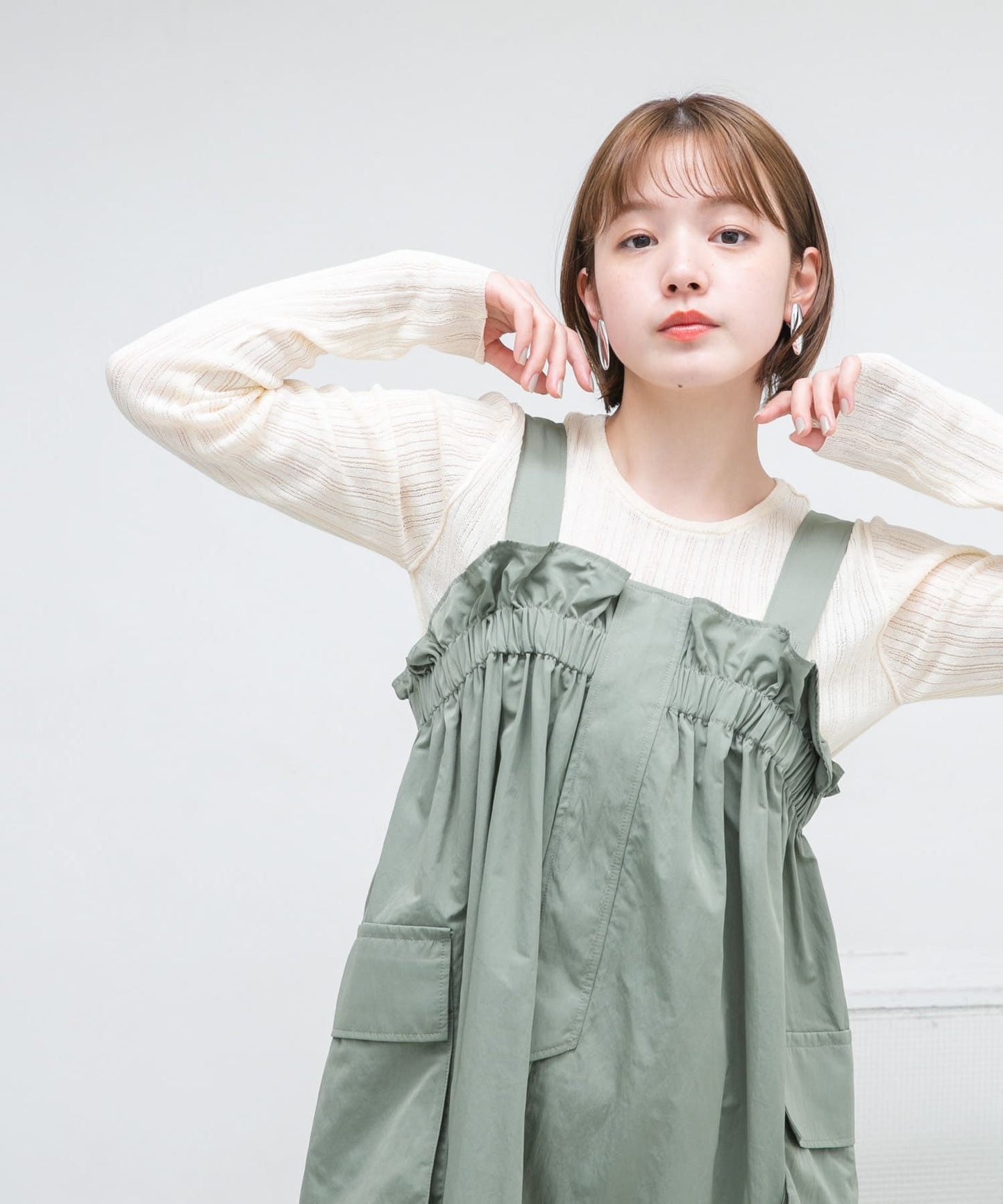 rib sheer top (ivory) *JP