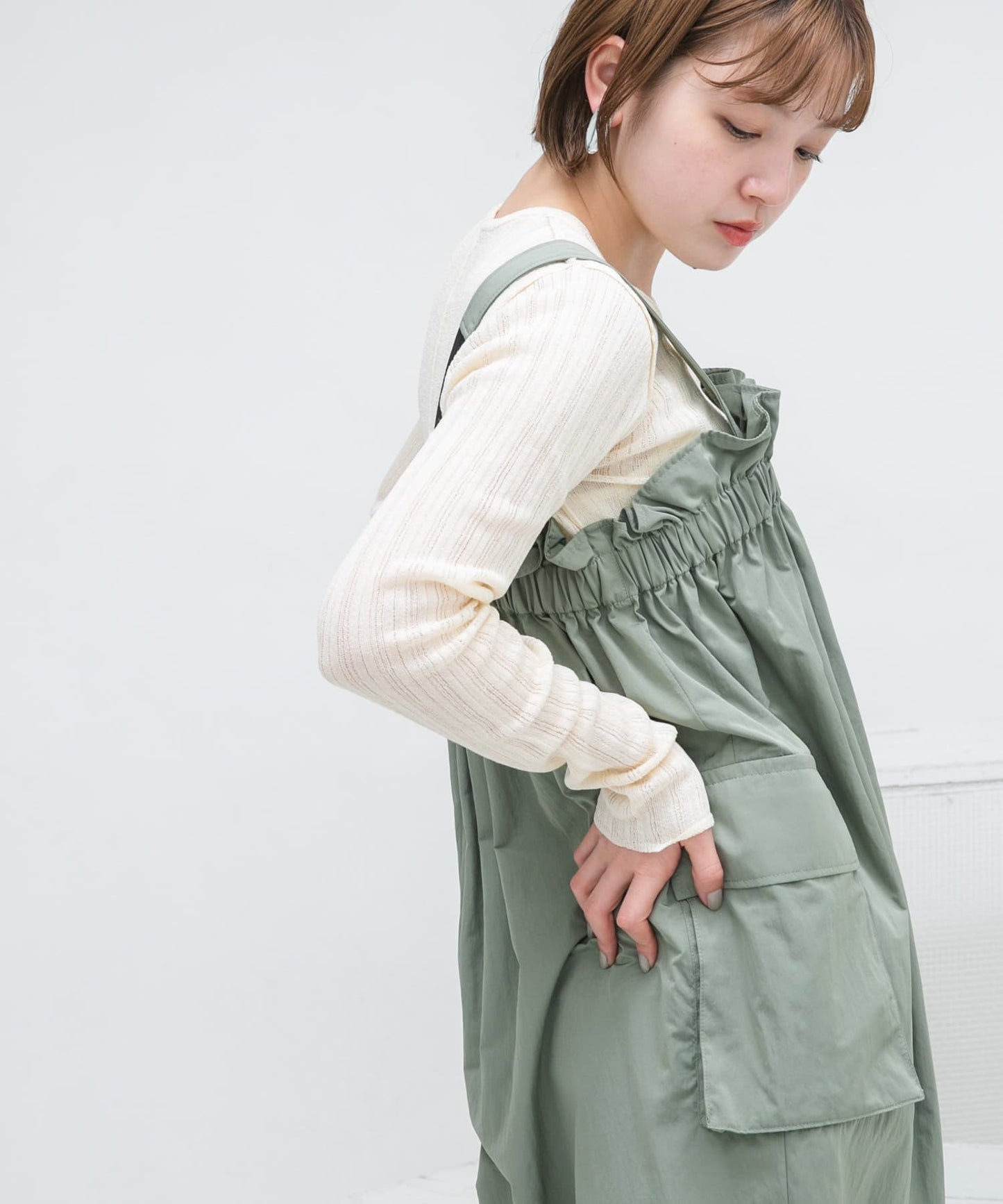 rib sheer top (ivory) *JP