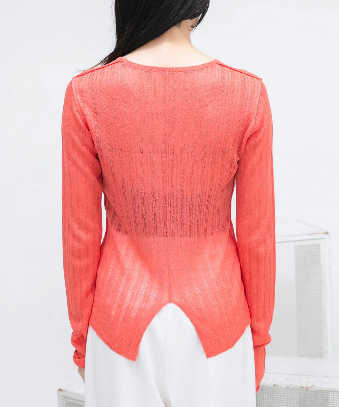 rib sheer top (orange) *JP