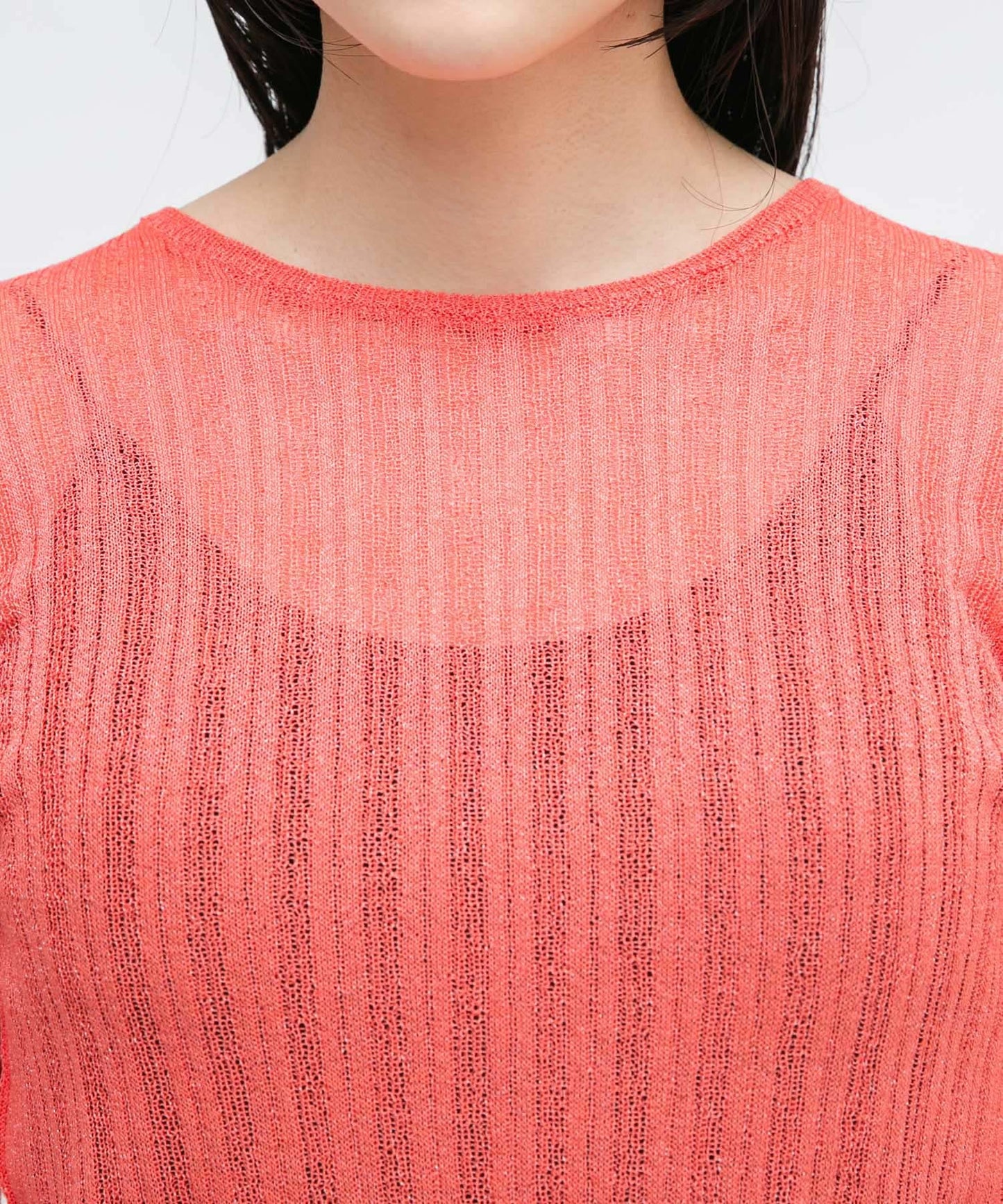 rib sheer top (orange) *JP