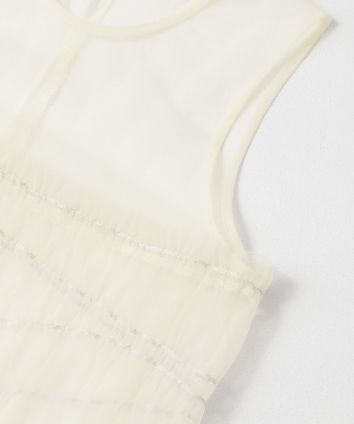 ruched tulle tank top (ivory) *JP