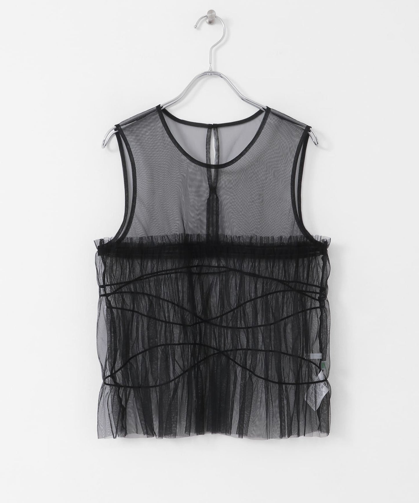 ruched tulle tank top (black) *JP