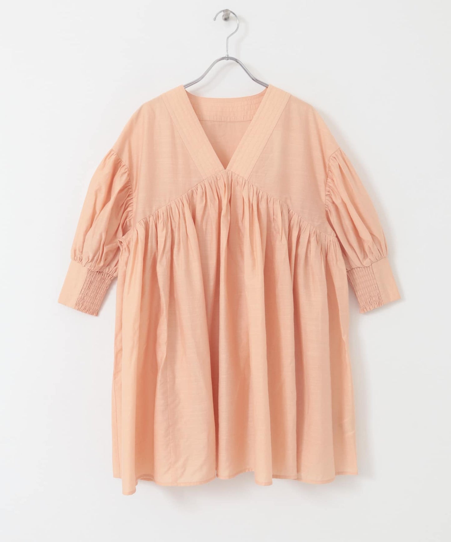 volume gathered mini dress (coral) *JP