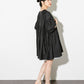 volume gathered mini dress (black) *JP